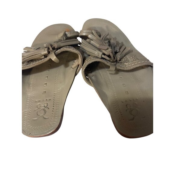 Figue Womens Tassel Leather Slip-On Sandals Size 7 Gray Handmade - Picture 4 of 8